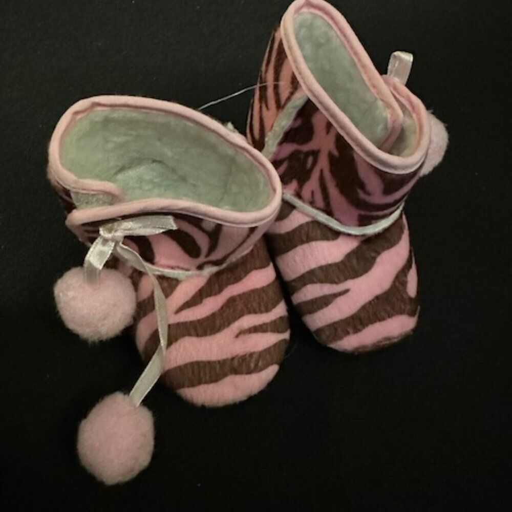 Pink Zebra Bootie Infant Soft Crib Shoes   7332  NWT Boutique